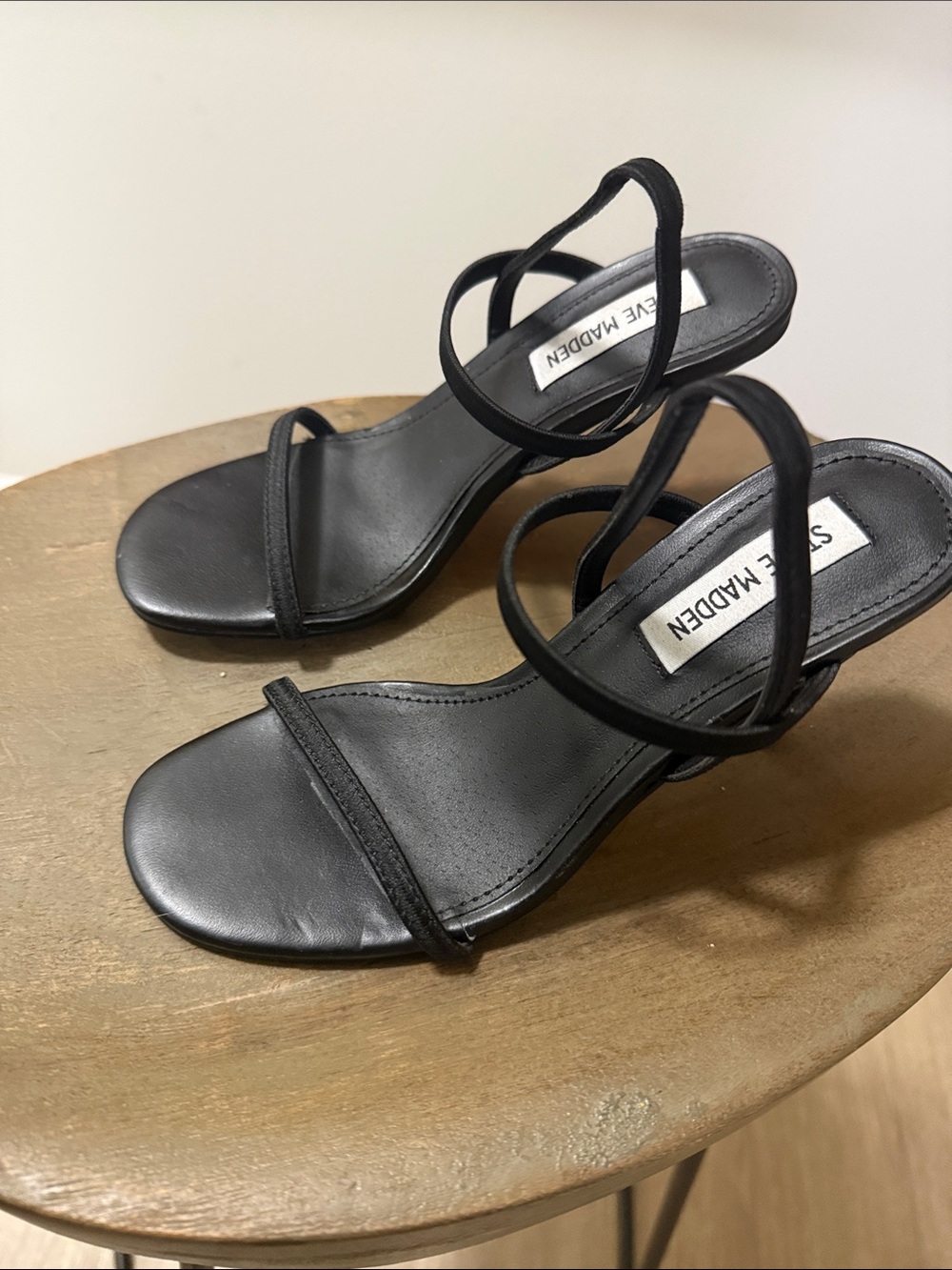 Steve Madden Black Minimal Strappy Heels